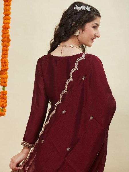 Ornate Red Fully Stitched Kids Kurti With Pant and Dupatta for International Kidswear Exporters Girls Wear