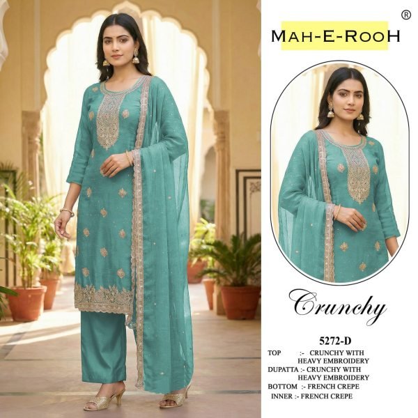 Ornate Sky Blue Premium Crunchy Shaded Salwar Suit with Heavy Embroidery for Parties Embroidery Suits Wholesale