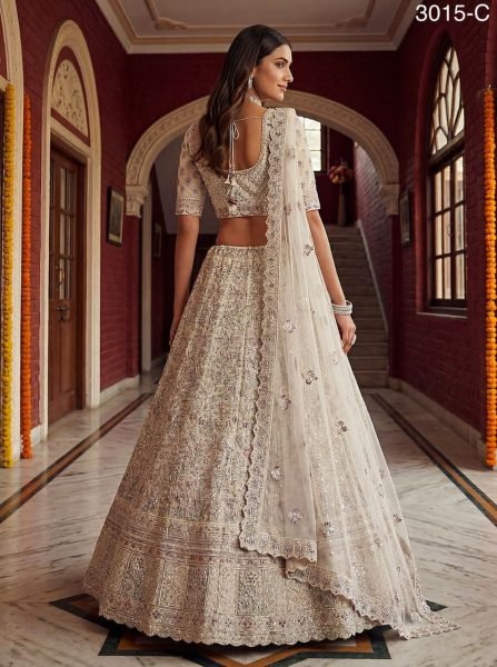 Ornate White Grand Flair Bridal Lehenga with Sequins and Diamond Work for Women Bridal Lehenga Choli