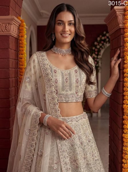 Ornate White Grand Flair Bridal Lehenga with Sequins and Diamond Work for Women Bridal Lehenga Choli