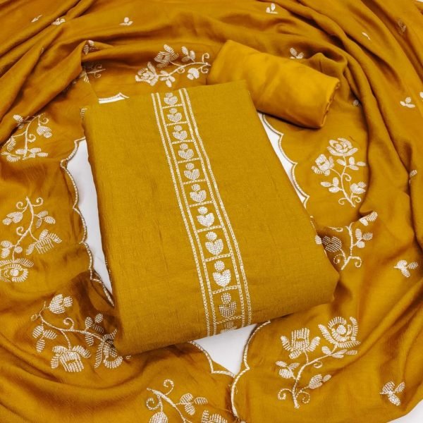 Ornate Yellow Vichitra Silk Kurti Set with Beautiful Sequins Work and Designer Dupatta Color Set Matching Dress Material Wholesale