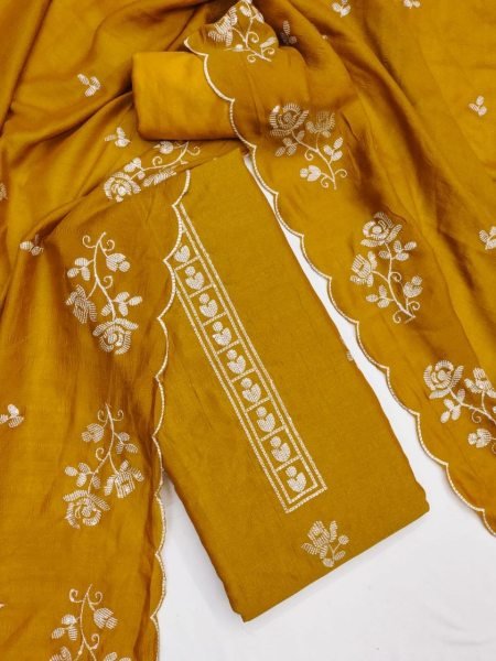 Ornate Yellow Vichitra Silk Kurti Set with Beautiful Sequins Work and Designer Dupatta Color Set Matching Dress Material Wholesale