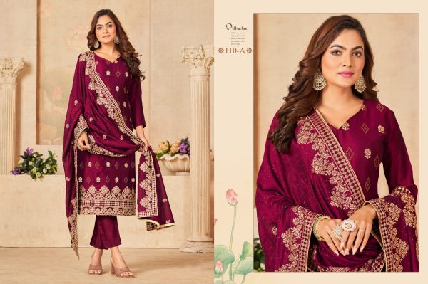 OS 110 Blooming vichitra with embrodery Work Salwar Suit Churidar Salwar Suits Wholesale