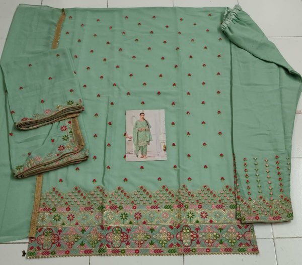 OS  119 Heavy Georgette With Embrodery Suit Collection  Churidar Salwar Suits Wholesale