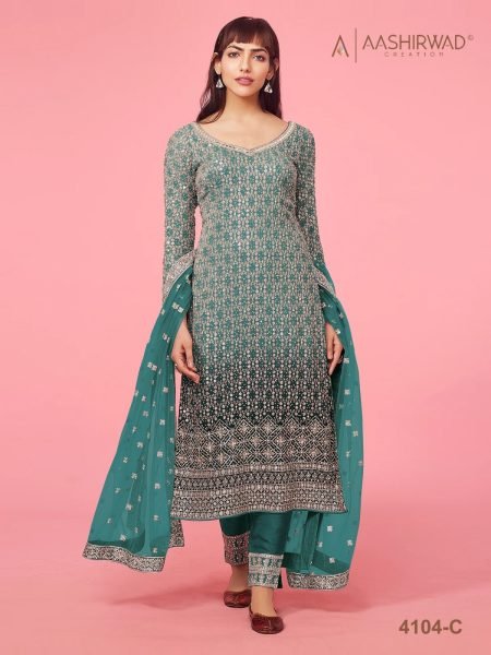 OS  4104 Heavy Faux Georgette Padding With Embroidery Work Suit Collection Churidar Salwar Suits Wholesale