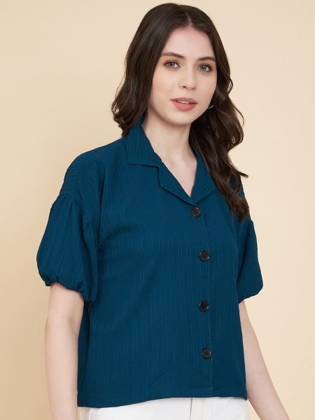 Oversized Vertical Stripe Casual Shirt Breezy Cotton Blend Top for Everyday Style Western Ladies Top Wholesale