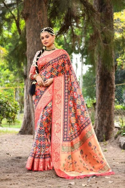 Paithani Patola Silk Printed Blend Saree Patola Silk Sarees Wholesale