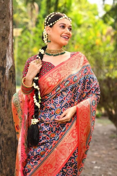 Paithani Patola Silk Printed Blend Saree Patola Silk Sarees Wholesale