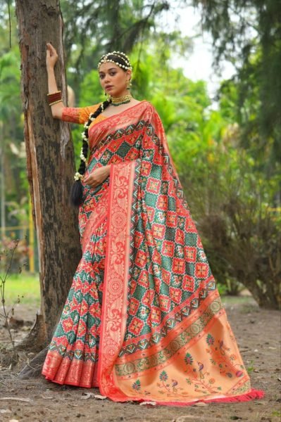Paithani Patola Silk Printed Blend Saree Patola Silk Sarees Wholesale