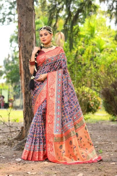 Paithani Patola Silk Printed Blend Saree Patola Silk Sarees Wholesale