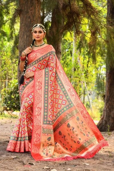 Paithani Patola Silk Printed Blend Saree Patola Silk Sarees Wholesale