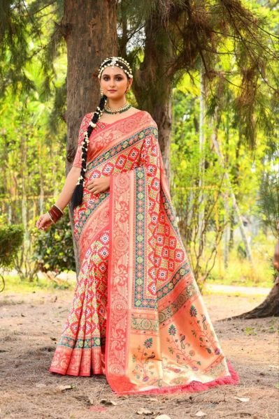 Paithani Patola Silk Printed Blend Saree Patola Silk Sarees Wholesale