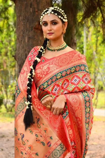 Paithani Patola Silk Printed Blend Saree Patola Silk Sarees Wholesale