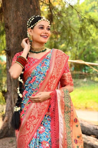 Paithani Patola Silk Printed Blend Saree Patola Silk Sarees Wholesale