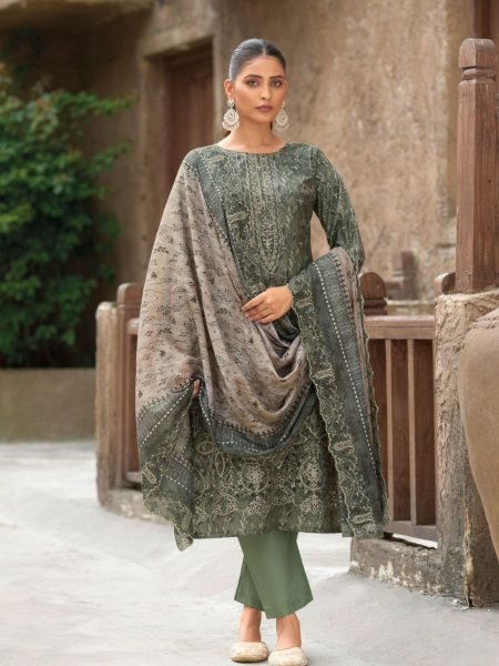 Pakistani Lawn Cotton Embroidered Suit with Mal Cotton Dupatta by Bin Saeed Vol 23 Salwar Kameez