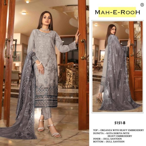 Pakistani Organza Salwar Suit with Beautiful Multi Embroidery   Handcrafted Details Pakistani Suits Wholesale