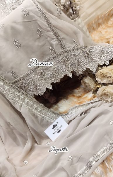 Pakistani Straight Cut Suit in Heavy Faux Georgette with Embroidery Wholesale Supply Pakistani Suits Wholesale