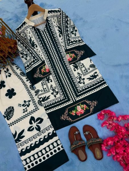 Pakistani Style Crepe Palazzo Set with Digital Print Ready to Wear Elegance Ready To Wear Collection