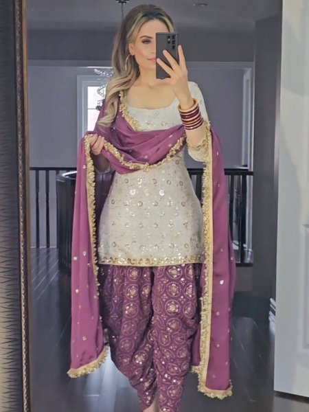 Pakistani Style Faux Georgette Top Dhoti With Dupatta For Women And Girls At Wholesale Rate Ready To Wear Collection