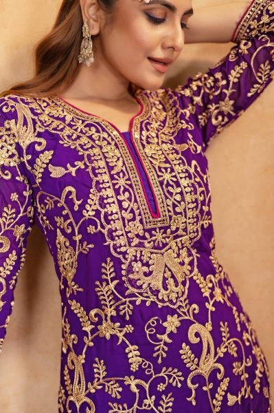 Pakistani Style Georgette Palazzo Suit with Embroidery & Dupatta Ready to Wear Elegance Ready To Wear Collection