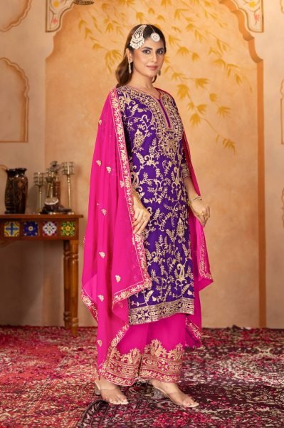Pakistani Style Georgette Palazzo Suit with Embroidery & Dupatta Ready to Wear Elegance Ready To Wear Collection