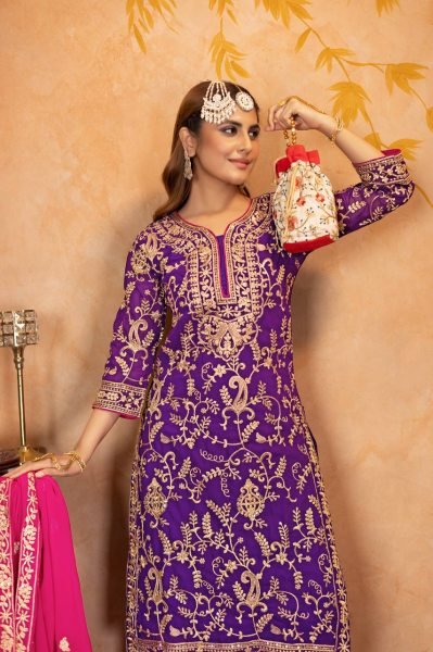 Pakistani Style Georgette Palazzo Suit with Embroidery & Dupatta Ready to Wear Elegance Ready To Wear Collection