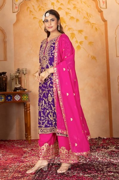 Pakistani Style Georgette Palazzo Suit with Embroidery & Dupatta Ready to Wear Elegance Ready To Wear Collection