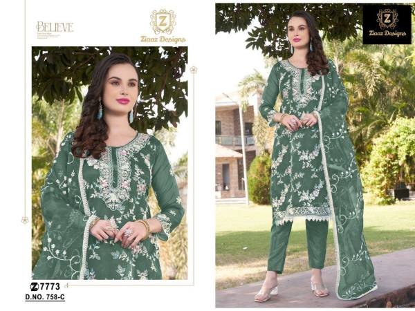 Pakistani Suit – Organza Semi-Stitched Party Wear Outfit At Wholesale Price Pakistani Suits Wholesale