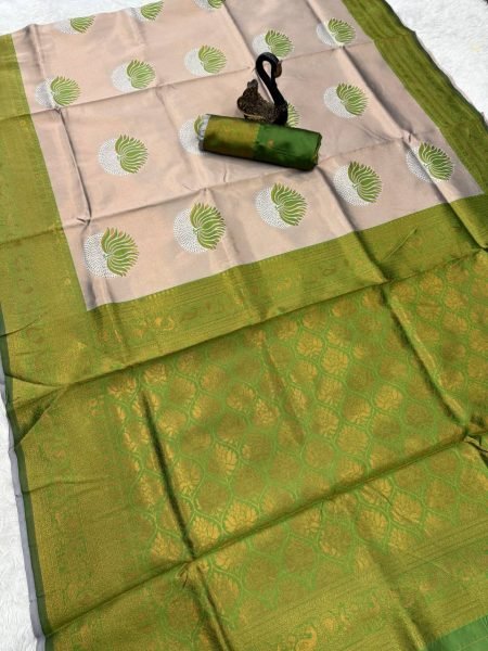 Parrot Green Banarasi Silk Saree With Lotus Butta Soft Zari Wedding Wear Banarasi Saree Wholesale