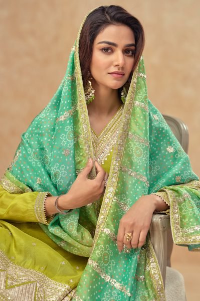 Parrot Soft Silk Men s Kurta with White Thread Embroidery and Multi Sequins Work Designer Plazzo Salwar Suits Wholesale