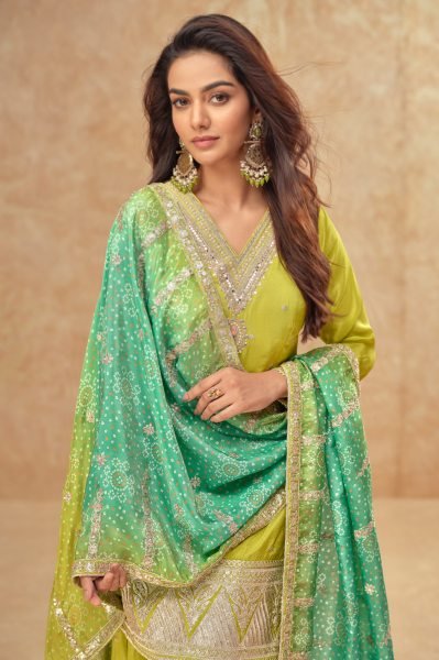 Parrot Soft Silk Men s Kurta with White Thread Embroidery and Multi Sequins Work Designer Plazzo Salwar Suits Wholesale