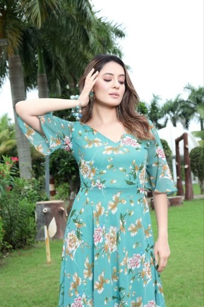 PARTY WEAR BEAUTIFUL GEORGETTE LONG HEAVY GOWN Georgette Kurti 