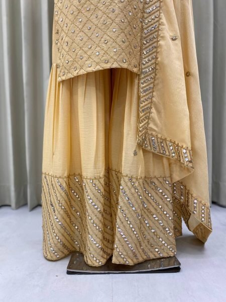 Party Wear Chinon Fabric Foil Paper Sequence Embroidery Suit Set at Wholesale Rates Ready To Wear Collection