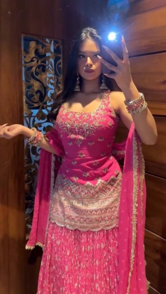 Party Wear Designer Chinon Silk Lehenga with Matching Dupatta Ready To Wear Collection