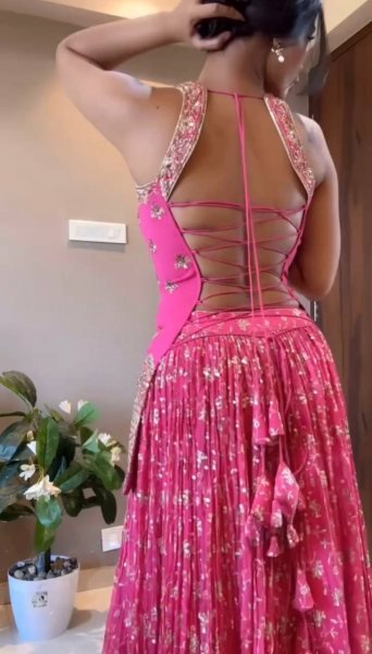 Party Wear Designer Chinon Silk Lehenga with Matching Dupatta Ready To Wear Collection