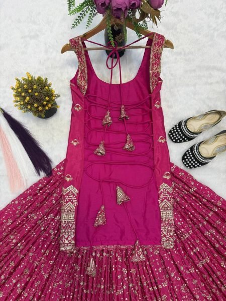 Party Wear Designer Chinon Silk Lehenga with Matching Dupatta Ready To Wear Collection