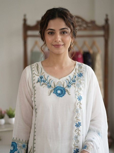 Party Wear Embroidered Fox Georgette Suit Set with Dupatta Ready To Wear Collection