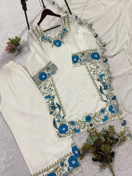 Party Wear Embroidered Fox Georgette Suit Set with Dupatta Ready To Wear Collection