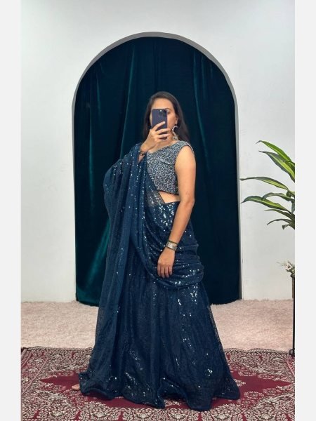 Party Wear Faux Georgette Lehenga Choli With Embroidered Work  Designer Lehenga Choli