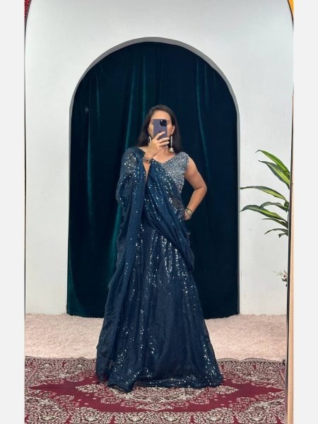 Party Wear Faux Georgette Lehenga Choli With Embroidered Work  Designer Lehenga Choli