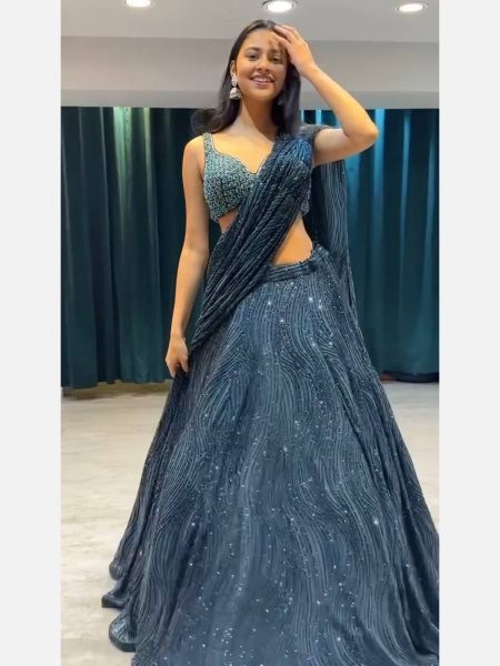 Party Wear Faux Georgette Lehenga Choli With Embroidered Work  Designer Lehenga Choli