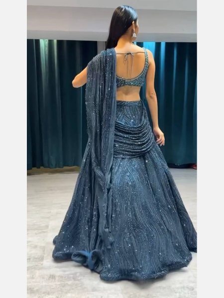 Party Wear Faux Georgette Lehenga Choli With Embroidered Work  Designer Lehenga Choli