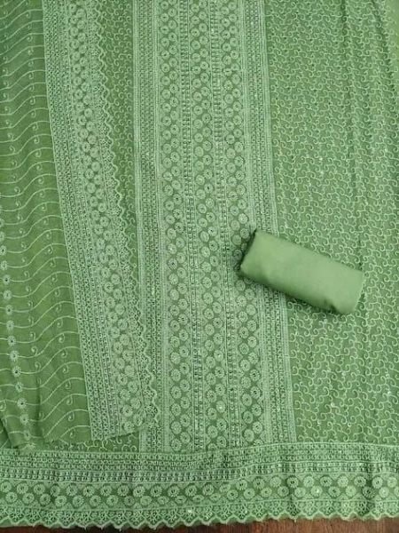 Party Wear Georgette Suit with All Over Siffli and Embroidered Dupatta Color Set Matching Dress Material Wholesale