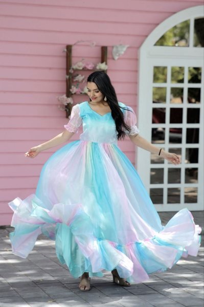 Party Wear Jimmy Silk Gown Wholesale Anarkali Kurtis 
