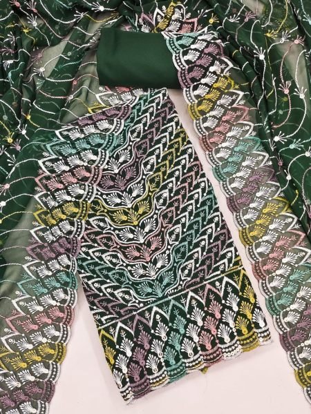 Party Wear Jorjat Fabric Dress Set with Siffly   Micro Inner Combo Color Set Matching Dress Material Wholesale