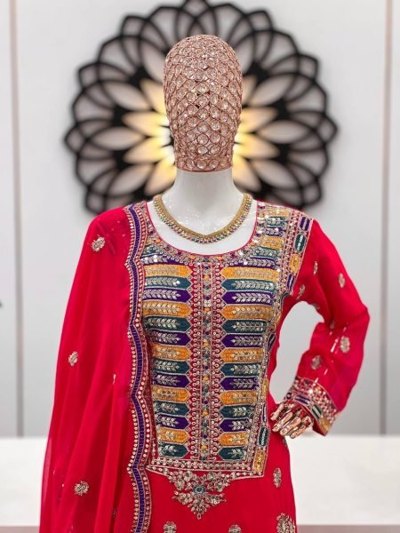  Party Wear Look Fancy Georgette With Embroidery Work Suits  Ready To Wear Collection