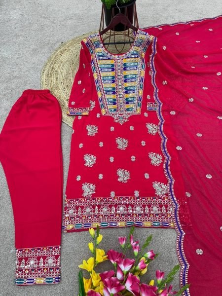  Party Wear Look Fancy Georgette With Embroidery Work Suits  Ready To Wear Collection