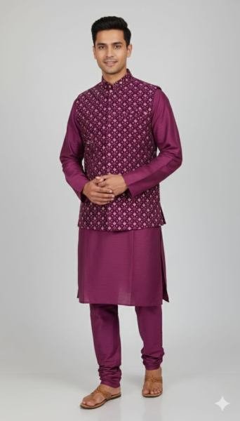 Party Wear Mens Kurta Pyjama with Sequence Jari Work Velvet Nehru Jacket Koti Set Kurta Pajama Wholesale