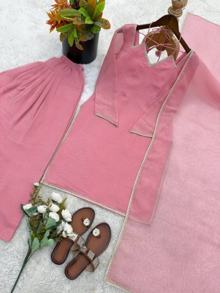 Party Wear Pink Suit Set in Silk for Ladies Affordable Collection Ready To Wear Collection