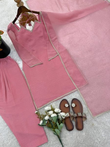 Party Wear Pink Suit Set in Silk for Ladies Affordable Collection Ready To Wear Collection